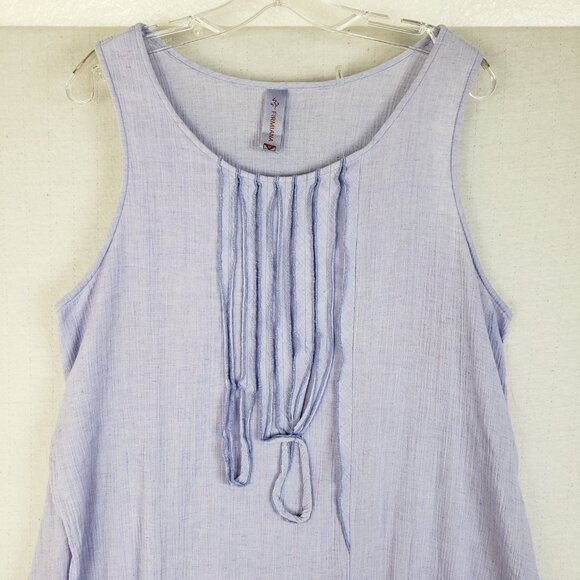 Firmiana Linen Blend Dress Lagenlook Ombre Sharkbite Hem Pockets sz M Oversized - Picture 3 of 14